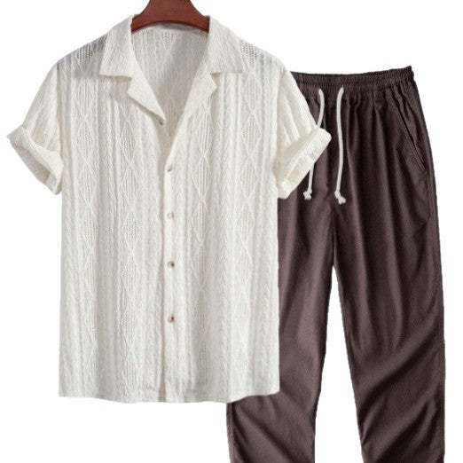 The Havana Set - Printed short-sleeve lapel shirt with matching trousers