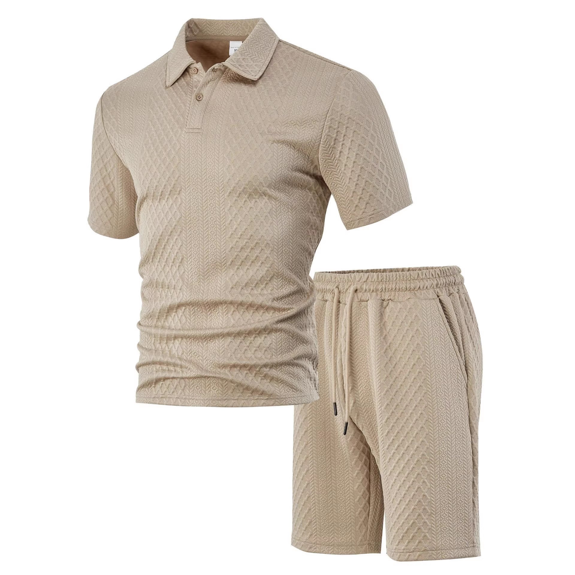 The Monaco Set - Textured jacquard polo and shorts
