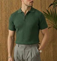 The Ambrose Polo - Diamond-textured knit with a relaxed lapel collar 1